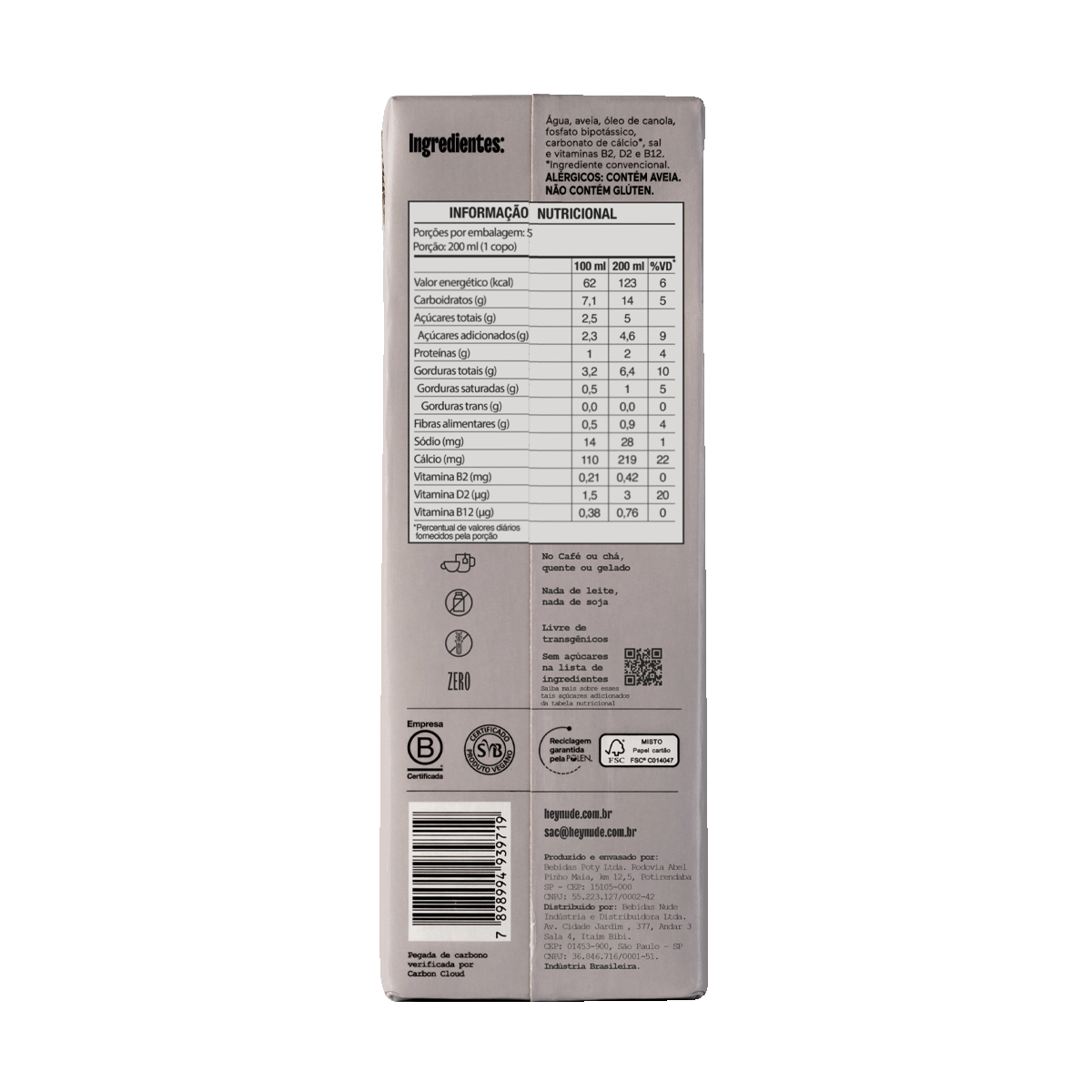 Nude Barista Bebida de Avena 1L