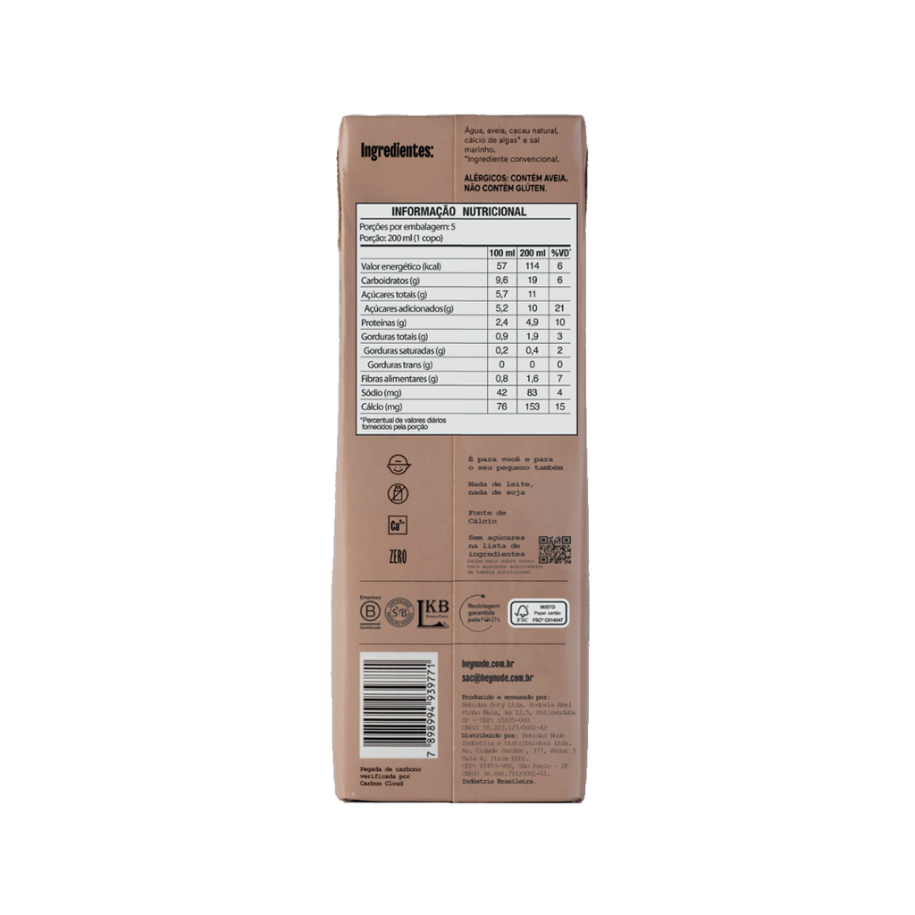 Nude Cacao Bebida de Avena 1L