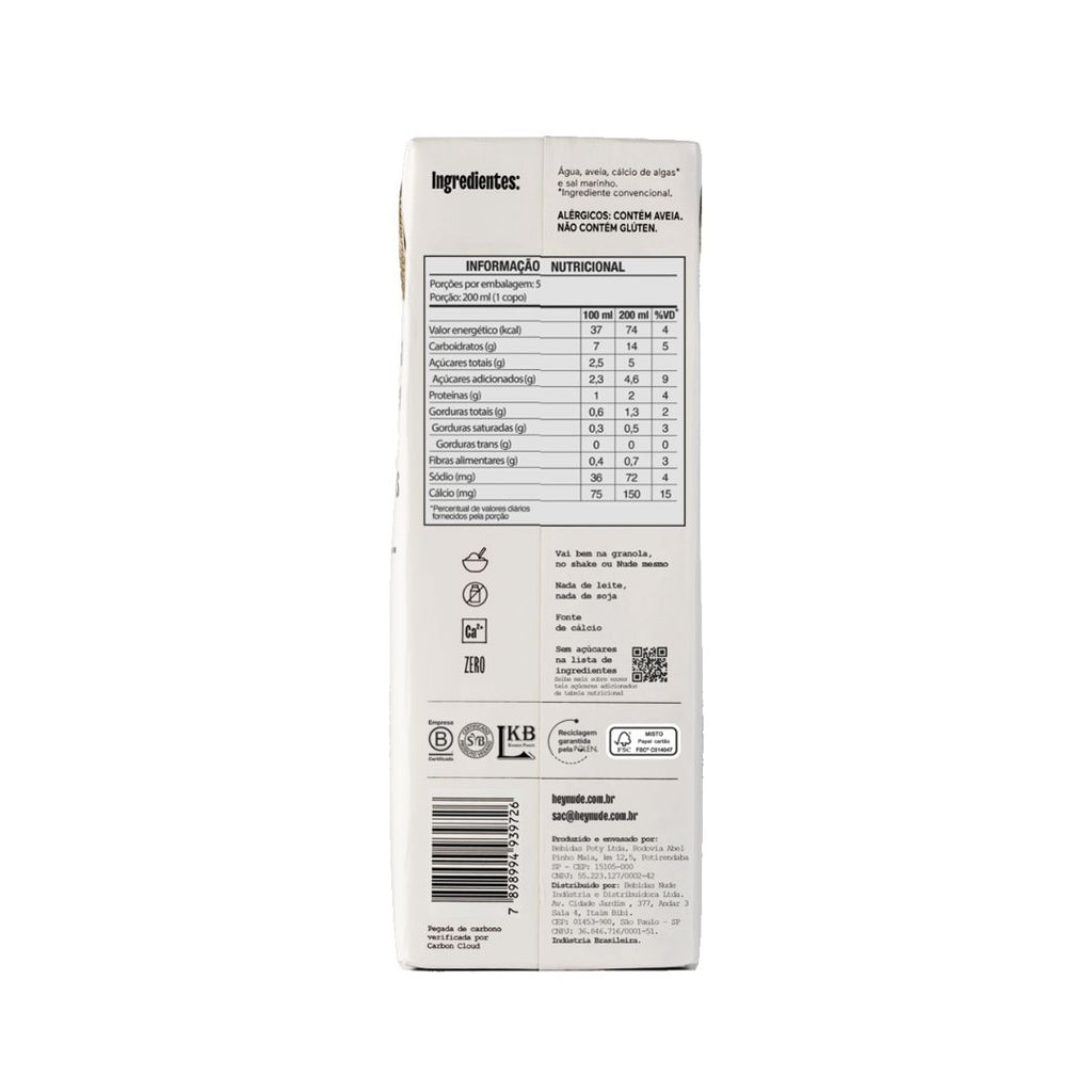 Nude Original Bebida de Avena Orgánica 1L