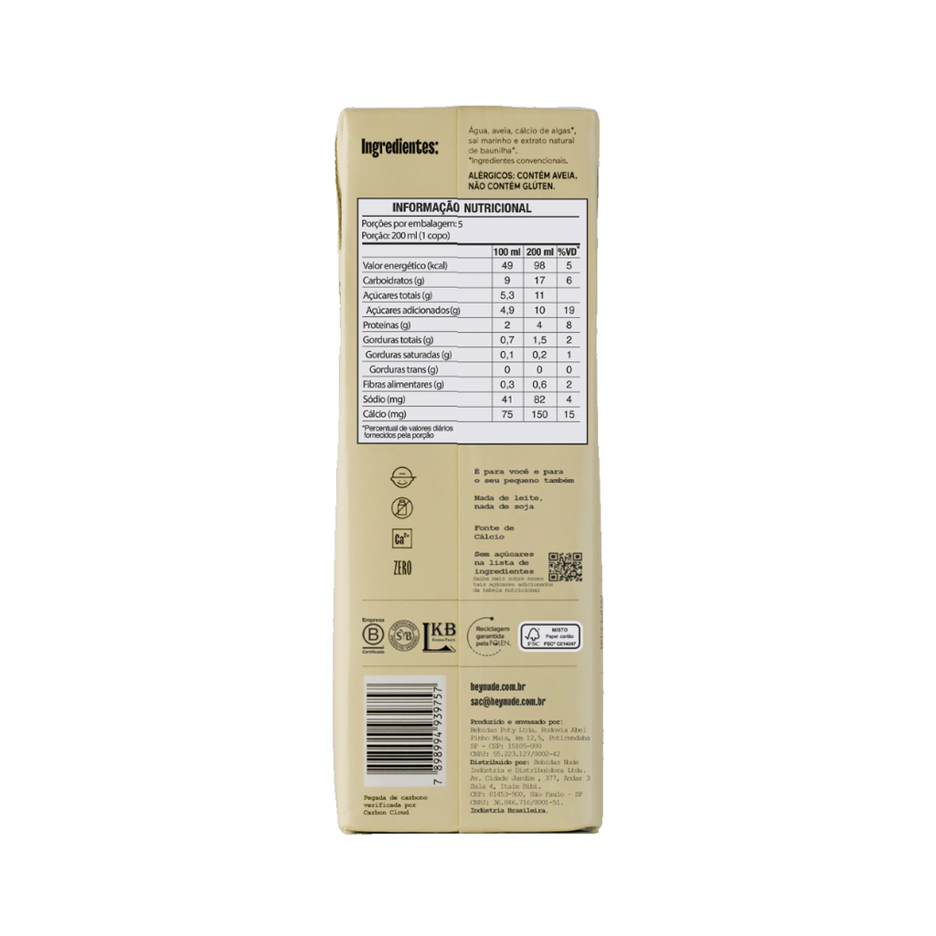 Nude Vainilla Bebida de de Avena 1L